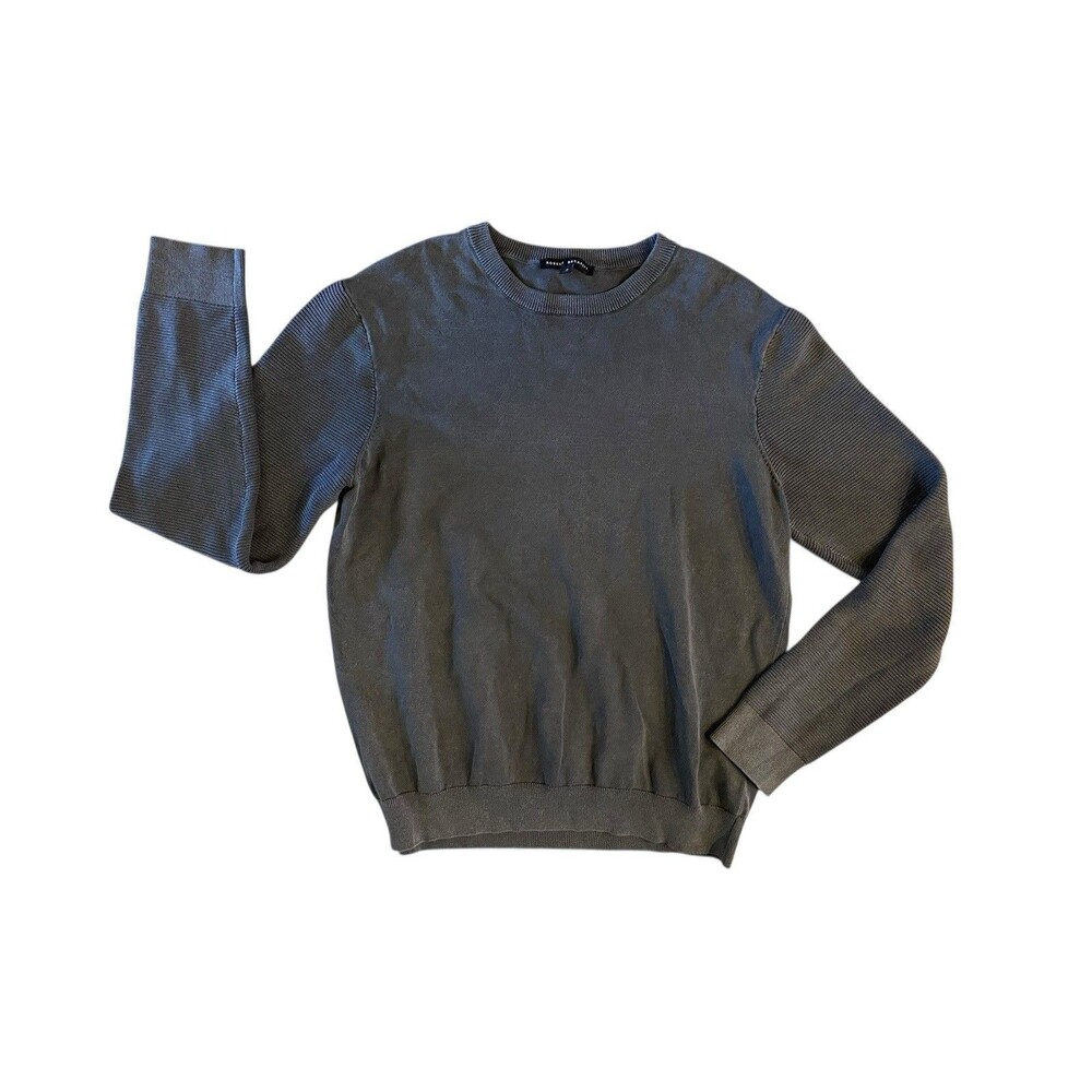 Robert Barakett Dobrin Crewneck Sweater‎ Size L Gray Faded Preppy Quiet Luxury